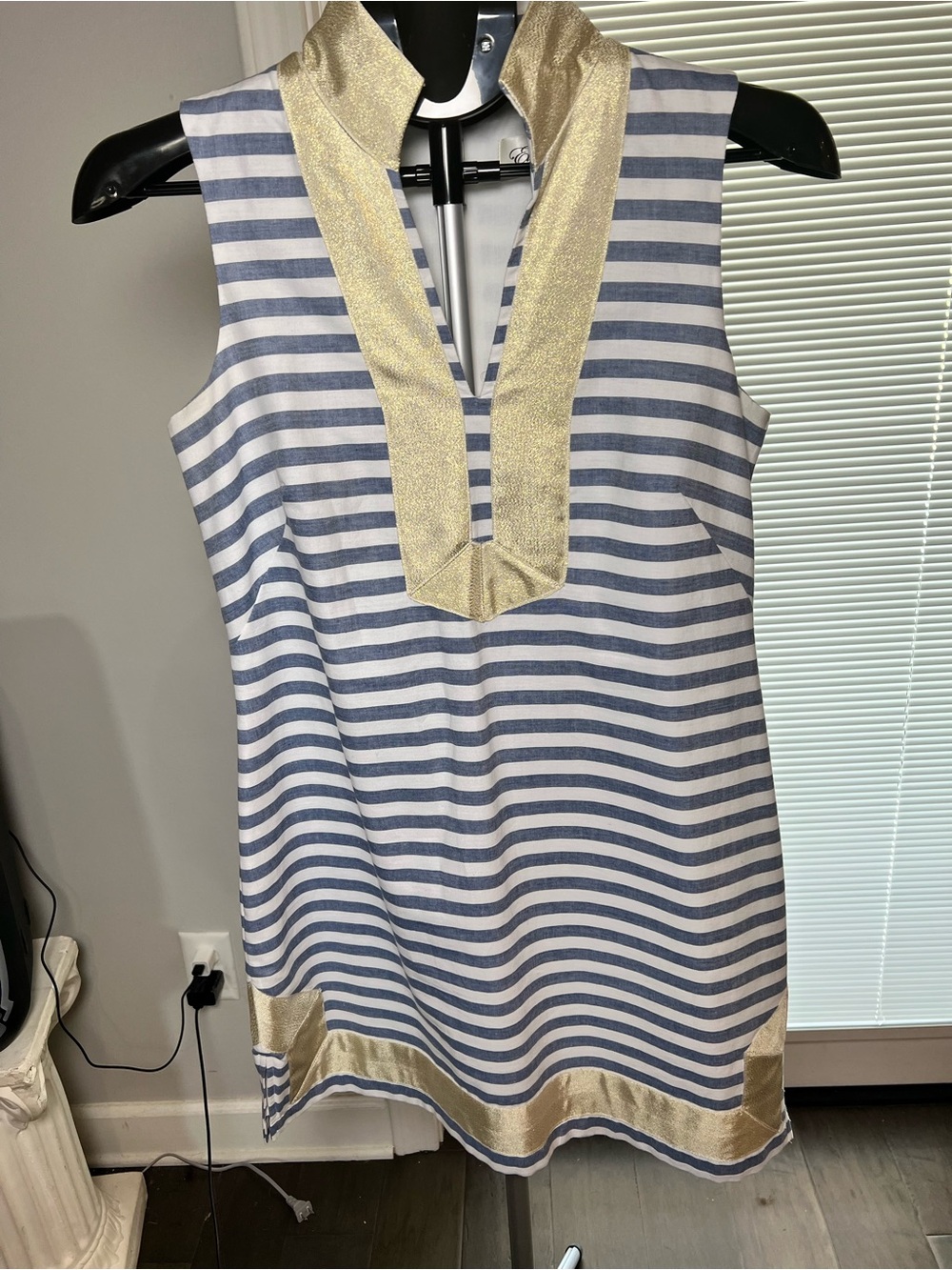 Eliza J Blue & White Tunic Shift Dress Size 4P
